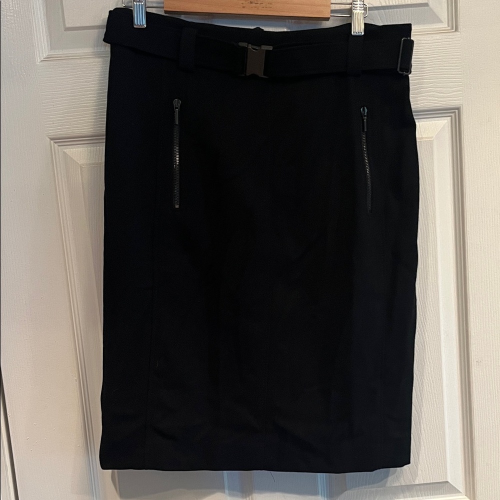 Akris Punto Classic Black Pencil Skirt with Belt
